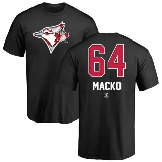 Men's Toronto Blue Jays Adam Macko Black Name and Number Banner Wave T-Shirt