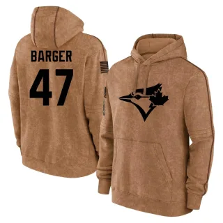 Men's Toronto Blue Jays Addison Barger Brown 2023 Salute to Service Club Pullover Hoodie