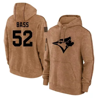 Men's Toronto Blue Jays Anthony Bass Brown 2023 Salute to Service Club Pullover Hoodie