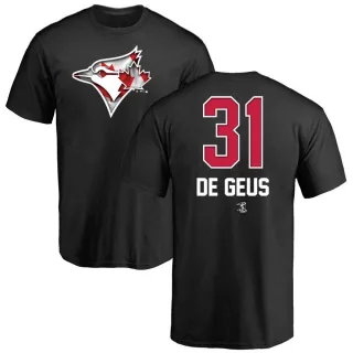 Men's Toronto Blue Jays Brett de Geus Black Name and Number Banner Wave T-Shirt