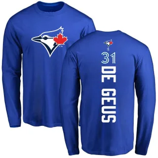 Men's Toronto Blue Jays Brett de Geus Royal Backer Long Sleeve T-Shirt