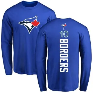 Men's Toronto Blue Jays Pat Borders Royal Backer Long Sleeve T-Shirt