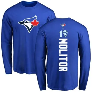 Men's Toronto Blue Jays Paul Molitor Royal Backer Long Sleeve T-Shirt