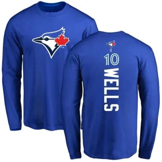 Men's Toronto Blue Jays Vernon Wells Royal Backer Long Sleeve T-Shirt