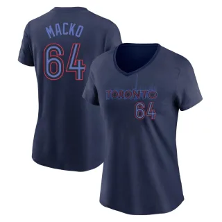 Women's Toronto Blue Jays Adam Macko Navy 2024 City Connect V-Neck T-Shirt