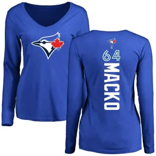 Women's Toronto Blue Jays Adam Macko Royal Backer Slim Fit Long Sleeve T-Shirt