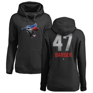 Women's Toronto Blue Jays Addison Barger Black Branded Midnight Mascot Pullover Hoodie -