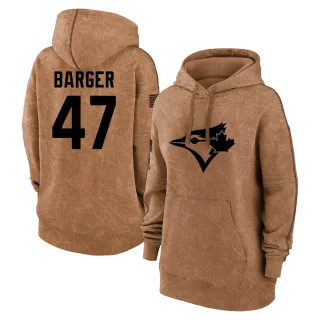 Women's Toronto Blue Jays Addison Barger Brown 2023 Salute to Service Pullover Hoodie