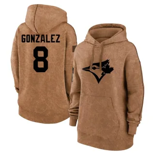 Women's Toronto Blue Jays Alex Gonzalez Brown 2023 Salute to Service Pullover Hoodie