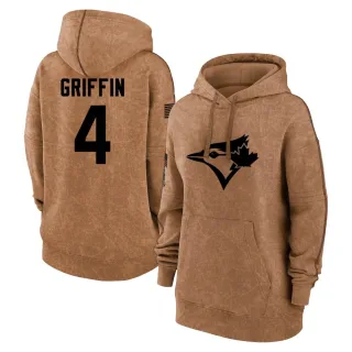 Women's Toronto Blue Jays Alfredo Griffin Brown 2023 Salute to Service Pullover Hoodie