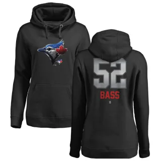 Women's Toronto Blue Jays Anthony Bass Black Branded Midnight Mascot Pullover Hoodie -