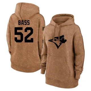 Women's Toronto Blue Jays Anthony Bass Brown 2023 Salute to Service Pullover Hoodie