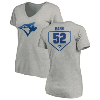 Women's Toronto Blue Jays Anthony Bass Gray RBI Slim Fit V-Neck T-Shirt Heathered