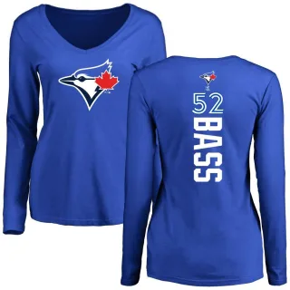 Women's Toronto Blue Jays Anthony Bass Royal Backer Slim Fit Long Sleeve T-Shirt