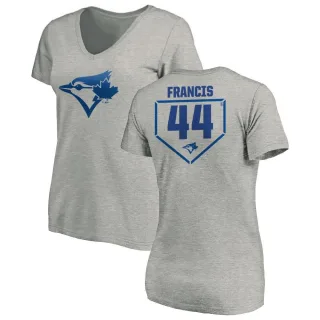 Women's Toronto Blue Jays Bowden Francis Gray RBI Slim Fit V-Neck T-Shirt Heathered