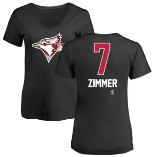 Women's Toronto Blue Jays Bradley Zimmer Black Name and Number Banner Wave V-Neck T-Shirt