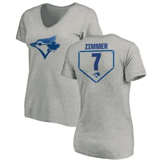 Women's Toronto Blue Jays Bradley Zimmer Gray RBI Slim Fit V-Neck T-Shirt Heathered