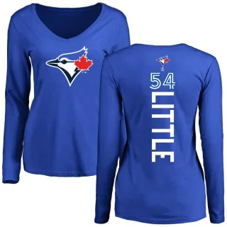 Women's Toronto Blue Jays Brendon Little Royal Backer Slim Fit Long Sleeve T-Shirt