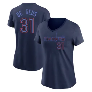 Women's Toronto Blue Jays Brett de Geus Navy 2024 City Connect V-Neck T-Shirt