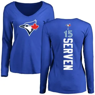 Women's Toronto Blue Jays Brian Serven Royal Backer Slim Fit Long Sleeve T-Shirt