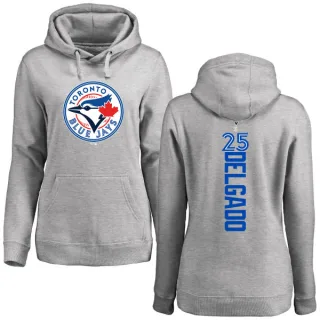 Women's Toronto Blue Jays Carlos Delgado Ash Backer Pullover Hoodie