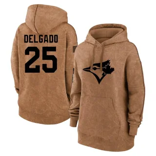 Women's Toronto Blue Jays Carlos Delgado Brown 2023 Salute to Service Pullover Hoodie