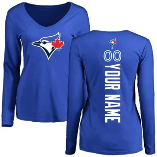 Women's Toronto Blue Jays Custom Royal Backer Slim Fit Long Sleeve T-Shirt