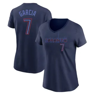 Women's Toronto Blue Jays Damaso Garcia Navy 2024 City Connect V-Neck T-Shirt