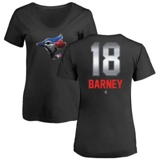 Women's Toronto Blue Jays Darwin Barney Black Midnight Mascot V-Neck T-Shirt