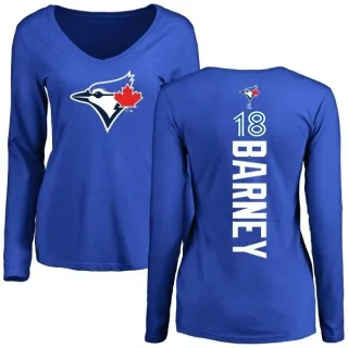 Women's Toronto Blue Jays Darwin Barney Royal Backer Slim Fit Long Sleeve T-Shirt