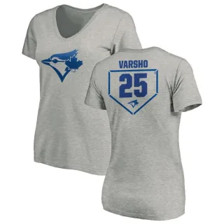 Women's Toronto Blue Jays Daulton Varsho Gray RBI Slim Fit V-Neck T-Shirt Heathered