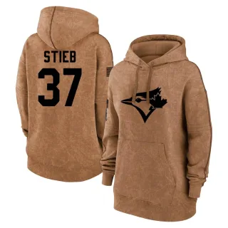 Women's Toronto Blue Jays Dave Stieb Brown 2023 Salute to Service Pullover Hoodie