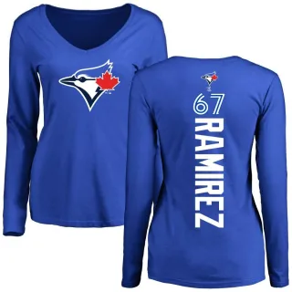 Women's Toronto Blue Jays Emmanuel Ramirez Royal Backer Slim Fit Long Sleeve T-Shirt