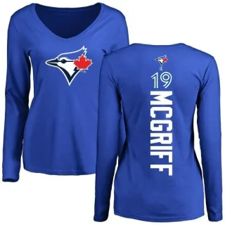 Women's Toronto Blue Jays Fred Mcgriff Royal Backer Slim Fit Long Sleeve T-Shirt