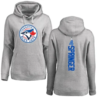 Women's Toronto Blue Jays George Springer Ash Backer Pullover Hoodie