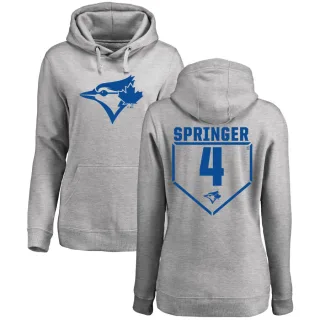 Women's Toronto Blue Jays George Springer Gray Branded RBI Pullover Hoodie - Heathered