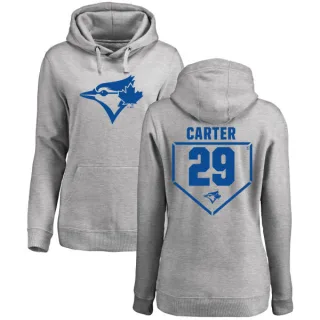 Women's Toronto Blue Jays Joe Carter Gray Branded RBI Pullover Hoodie - Heathered