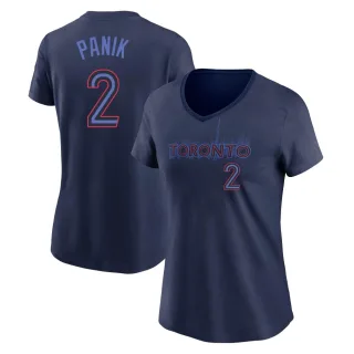 Women's Toronto Blue Jays Joe Panik Navy 2024 City Connect V-Neck T-Shirt