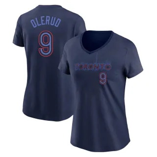 Women's Toronto Blue Jays John Olerud Navy 2024 City Connect V-Neck T-Shirt