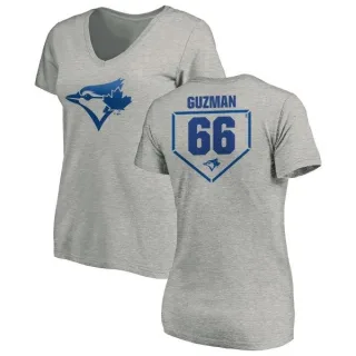 Women's Toronto Blue Jays Juan Guzman Gray RBI Slim Fit V-Neck T-Shirt Heathered