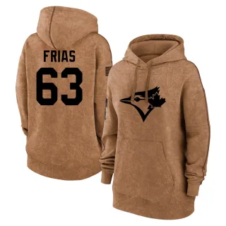 Women's Toronto Blue Jays Luis Frias Brown 2023 Salute to Service Pullover Hoodie