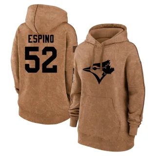 Women's Toronto Blue Jays Paolo Espino Brown 2023 Salute to Service Pullover Hoodie