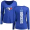 Women's Toronto Blue Jays Pat Borders Royal Backer Slim Fit Long Sleeve T-Shirt