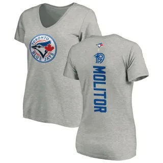 Women's Toronto Blue Jays Paul Molitor Ash Backer Slim Fit T-Shirt