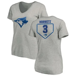 Women's Toronto Blue Jays Spencer Horwitz Gray RBI Slim Fit V-Neck T-Shirt Heathered