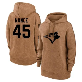 Women's Toronto Blue Jays Tommy Nance Brown 2023 Salute to Service Pullover Hoodie