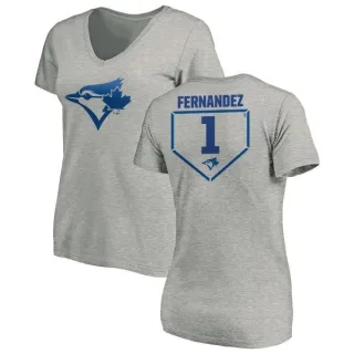 Women's Toronto Blue Jays Tony Fernandez Gray RBI Slim Fit V-Neck T-Shirt Heathered