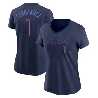 Women's Toronto Blue Jays Tony Fernandez Navy 2024 City Connect V-Neck T-Shirt