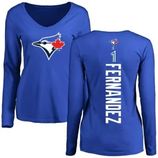 Women's Toronto Blue Jays Tony Fernandez Royal Backer Slim Fit Long Sleeve T-Shirt