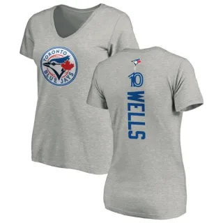 Women's Toronto Blue Jays Vernon Wells Ash Backer Slim Fit T-Shirt